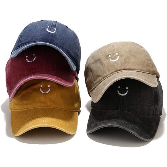 Unisex Baseball Cap Smile Face Vintage Cotton Adjustable Dad Hat Low Profile - Picture 2 of 6